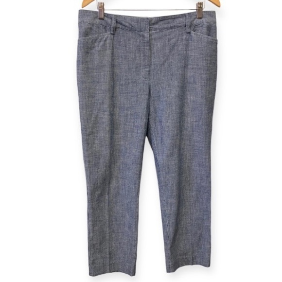 Lands End 12 Mid Rise Slim Leg Womens Pants Heathered Blue 100% Cotton - Picture 1 of 13